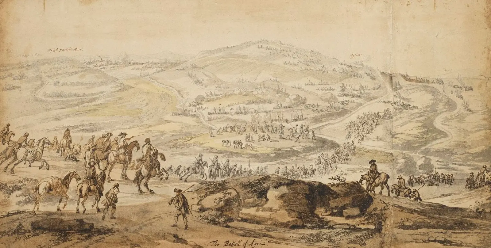 View of the Battle of Aughrim, 1691, from the Williamite lines, looking toward the Jacobite positions