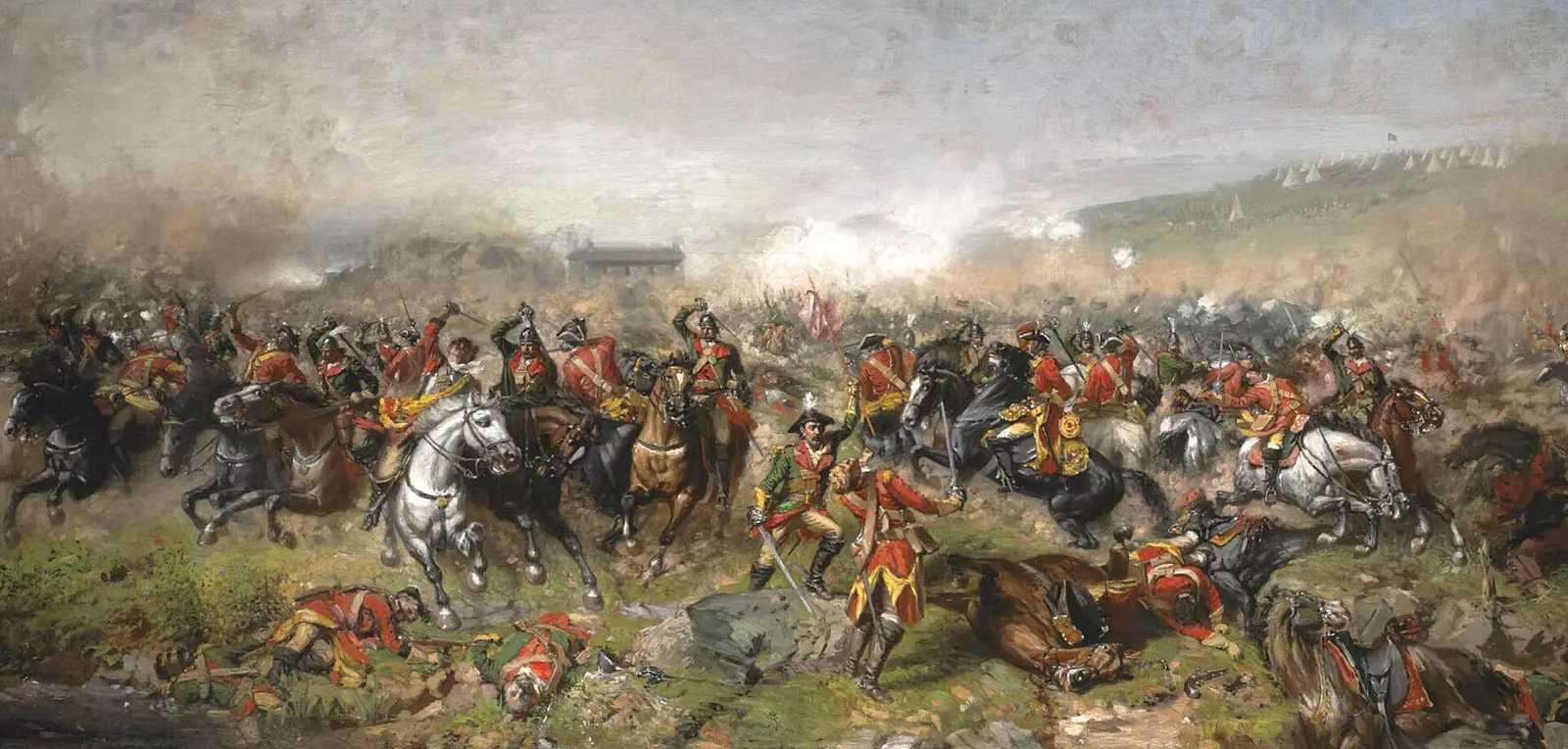 Depiction of the Battle of Aughrim (1691) by John Mulvany. Note: image of painting was edited by Scolaire…