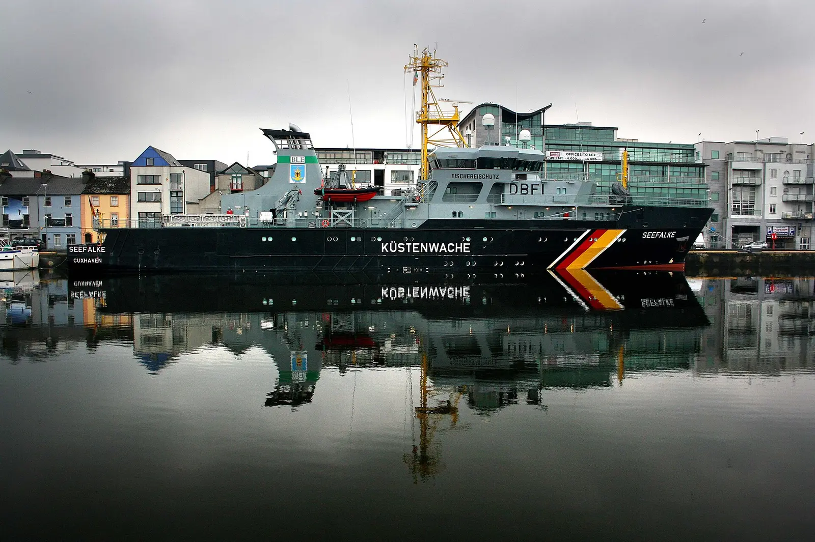 Galway Harbour had a visit from this rather magnificent German fishery patrol ship, Seefalke (Sea Falcon).…