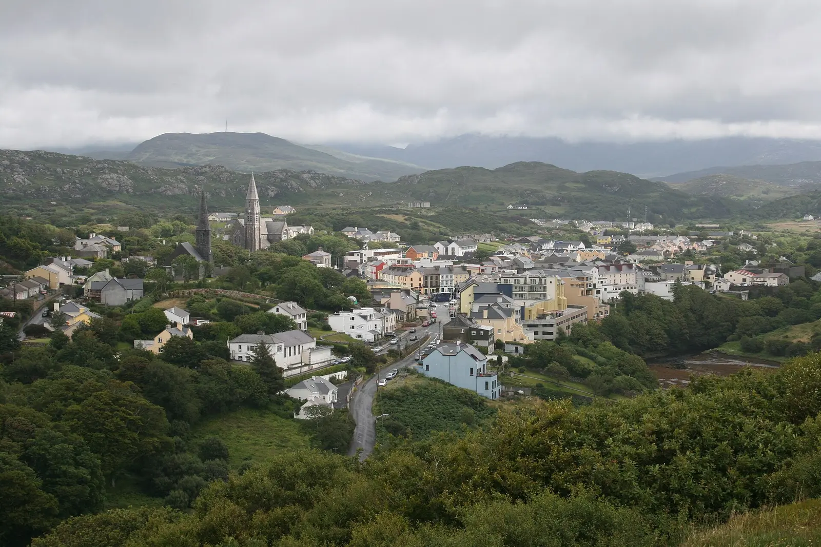 Clifden: view from D'Arcy Monument, County Galway, Republic of Ireland.