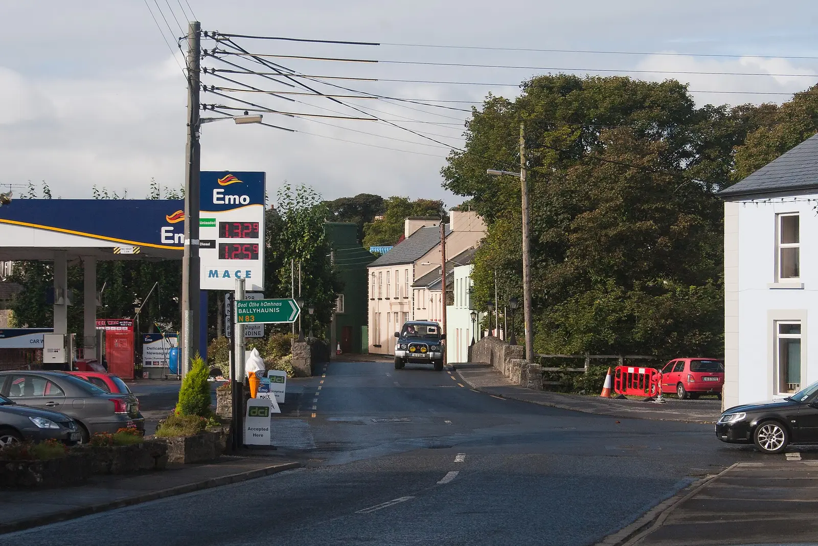 Junction of Sion Hill (R360) with Bridge Street (N83 to Tuam) and Church Street (N83 to Ballyhaunis).