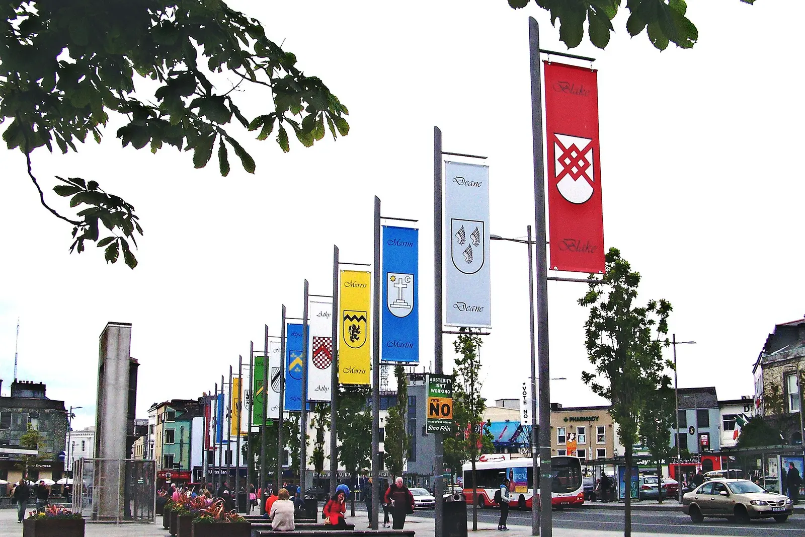 Galway - Eyre Square - Banners of Fourteen Tribes of Galway