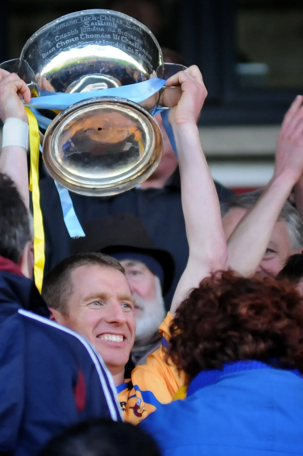 Ollie Canning accepting the 2013 Galway Senior Hurling Championship trophy at Pearse Stadium, Galway