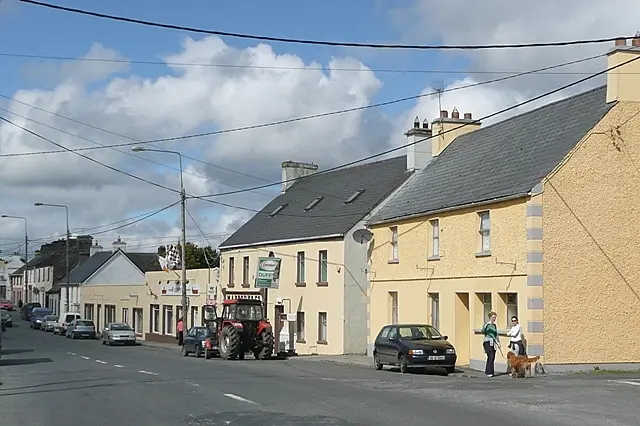 Killimor Looking north-west along the main street of the market village of Killimor. The N65 passes through.