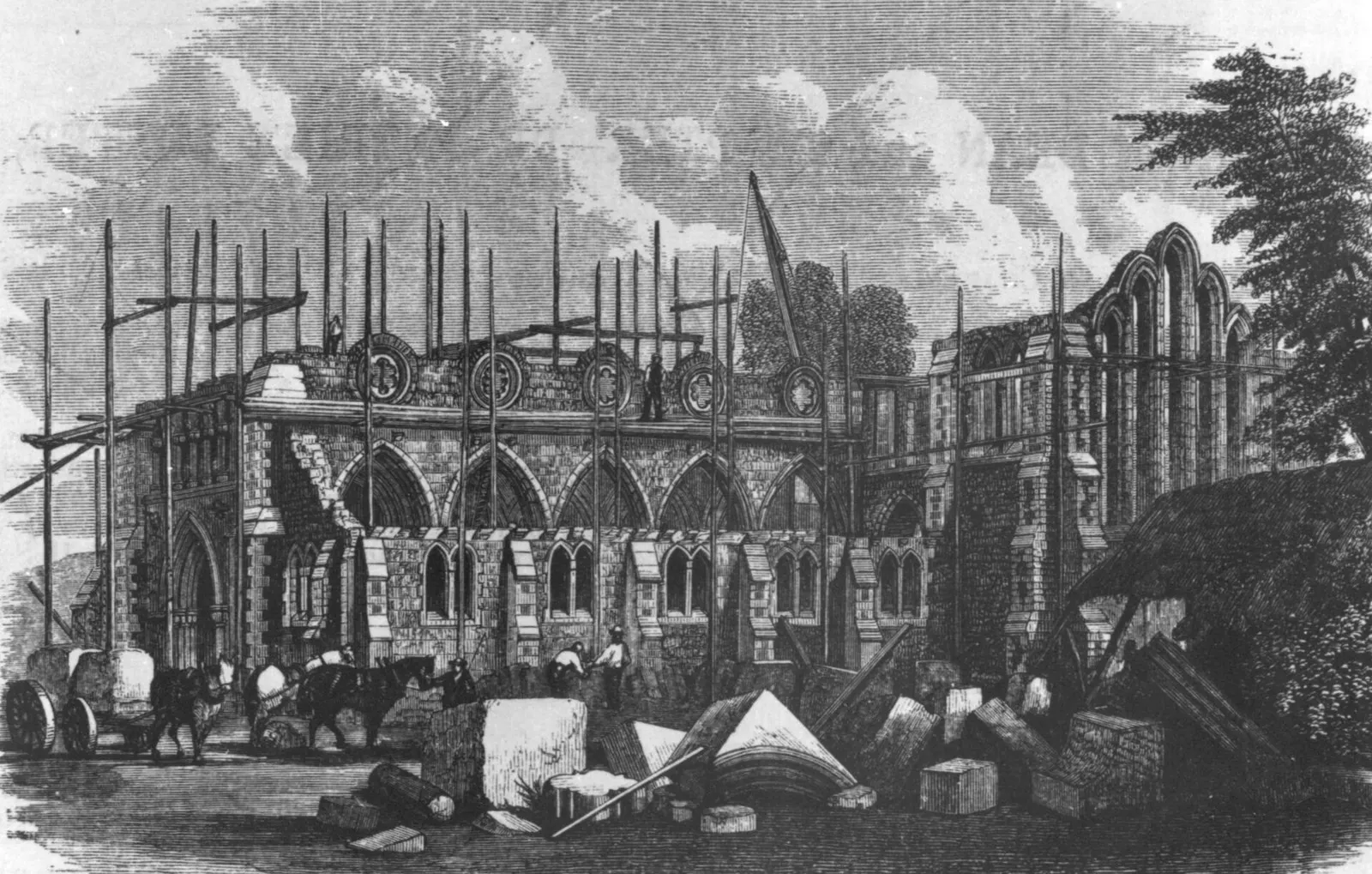 The rebuilding under way, 1865