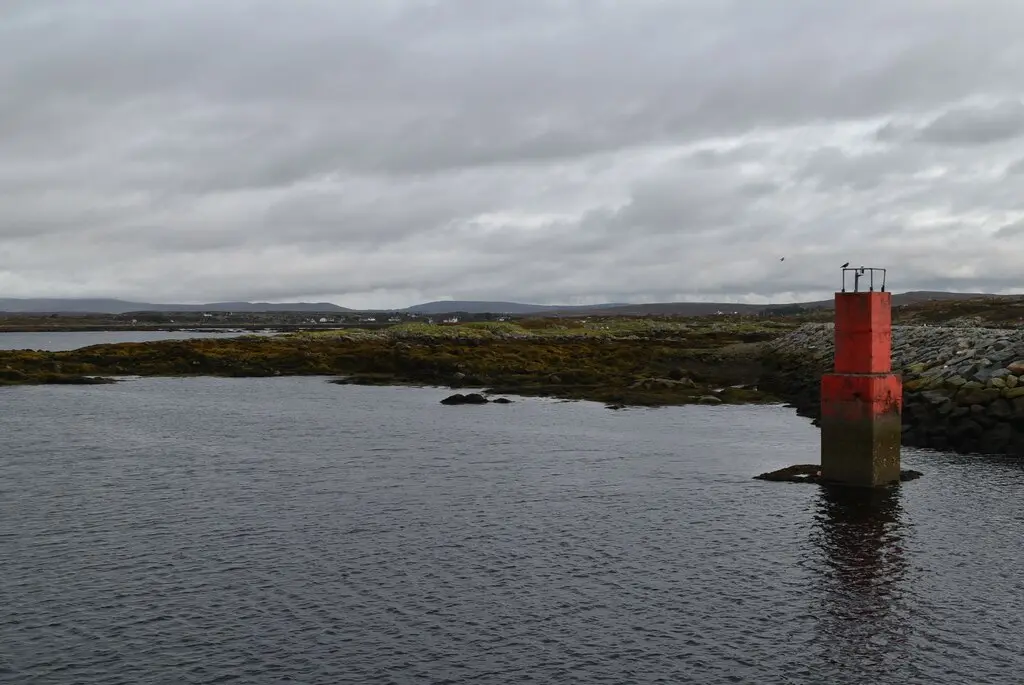 Island at the mouth of Rossaveel Harbour